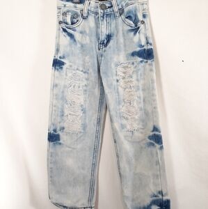 Road Narrows Acid Wash Distressed Jeans Kids Blue Size 5 unisex